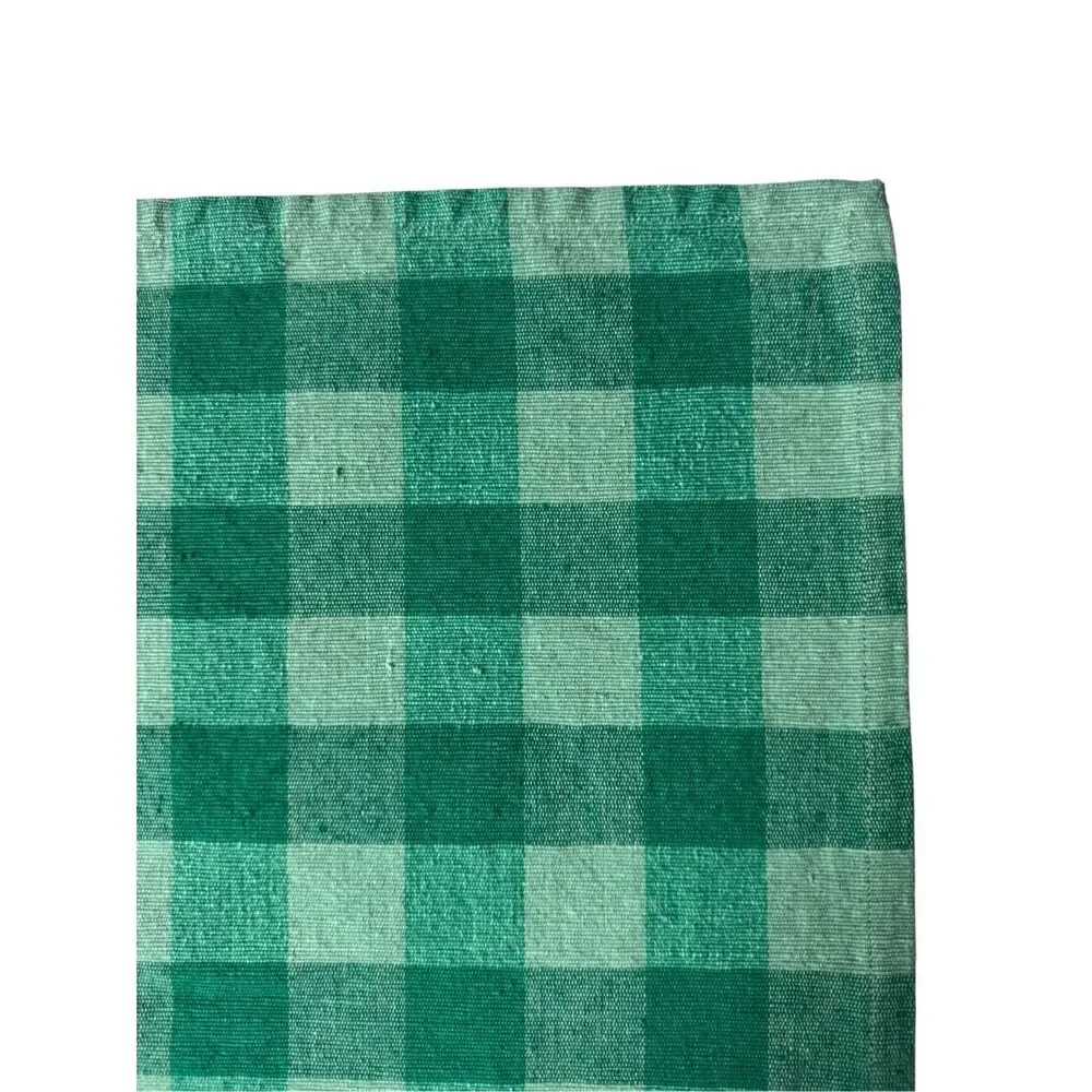 Crate & Barrel Set of 5 Plaid Gingham Placemats 100% Cotton Green Made in India